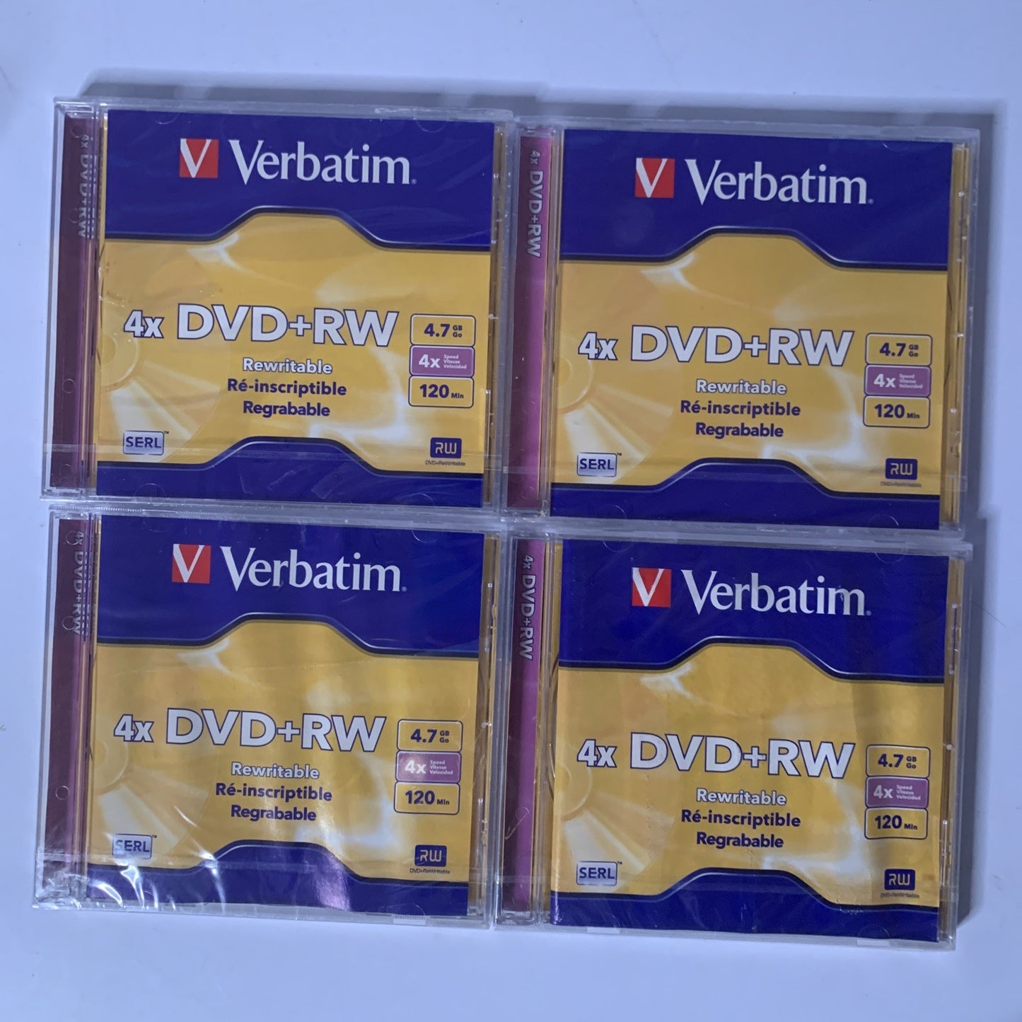 4x Verbatim DVD+RW 4.7GB Blank Media NEW Sealed