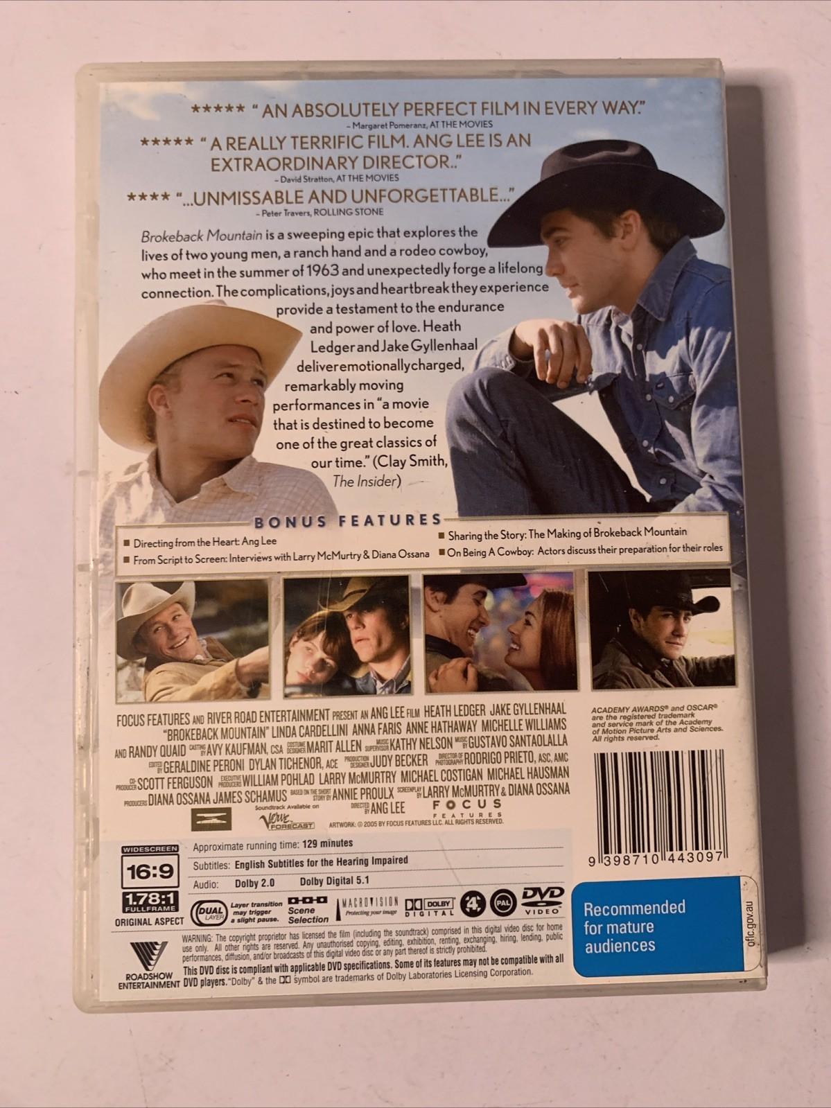 Brokeback Mountain (DVD, 2005) Heath Ledger, Jake Gyllenhaal Region 4