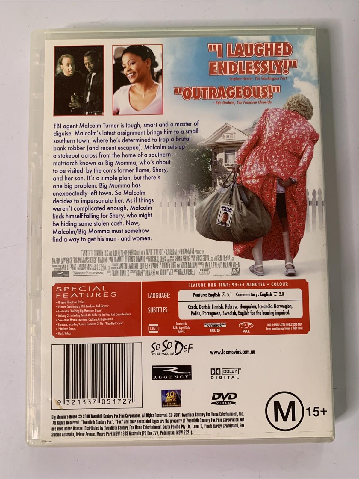 Big Momma's House (DVD, 2000) Martin Lawrence Comedy Region 4
