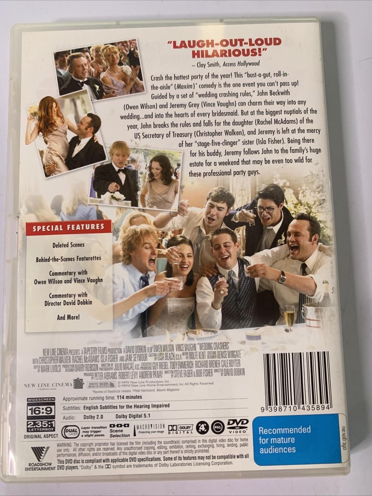 Wedding Crashers (DVD, 2005) Owen Wilson, Vince Vaughn Region 4