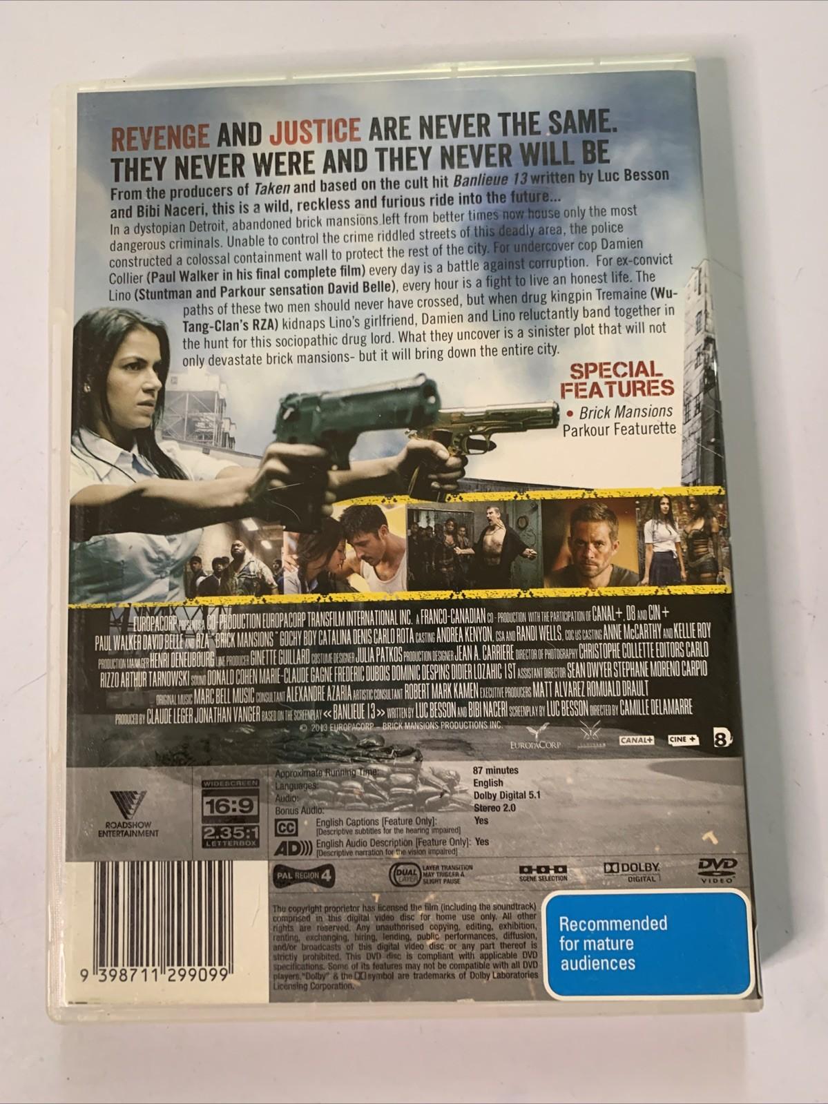 Brick Mansions Extended Edition (DVD, 2014)  Paul Walker, David Belle, RZA