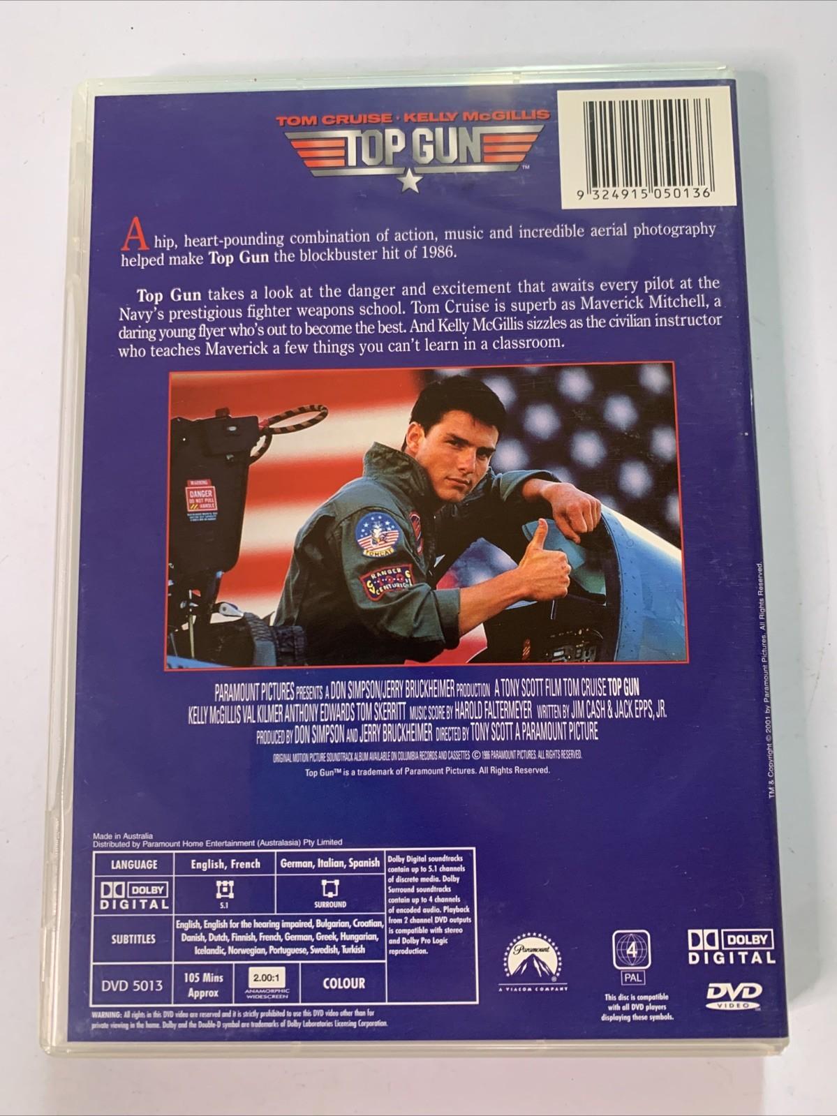 Top Gun (DVD, 1986) Tom Cruise, Val Kilmer, Kelly Mcgillis Region 4