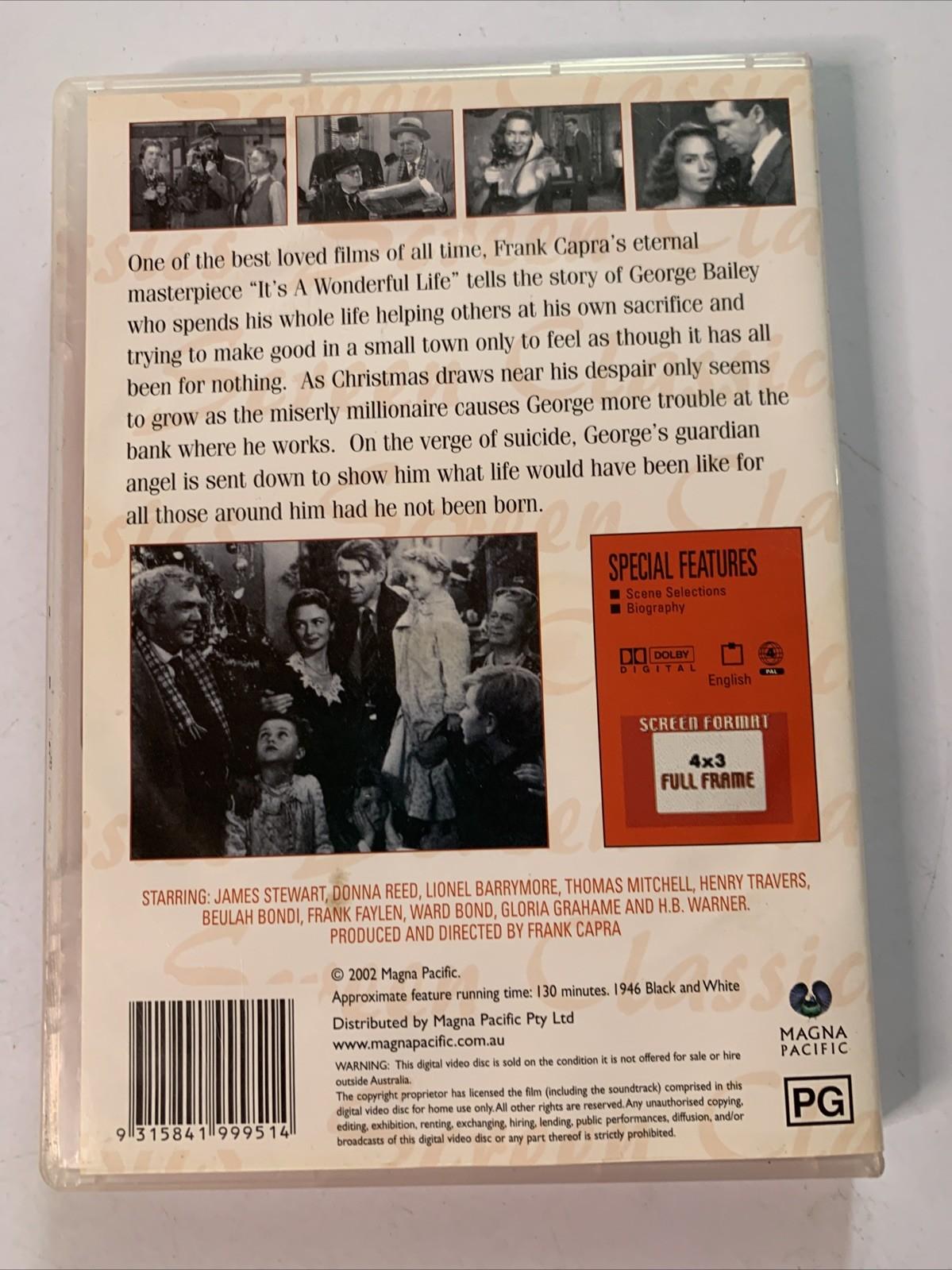 It's A Wonderful Life (DVD, 1946) James Stewart, Donna Reed  Region 4