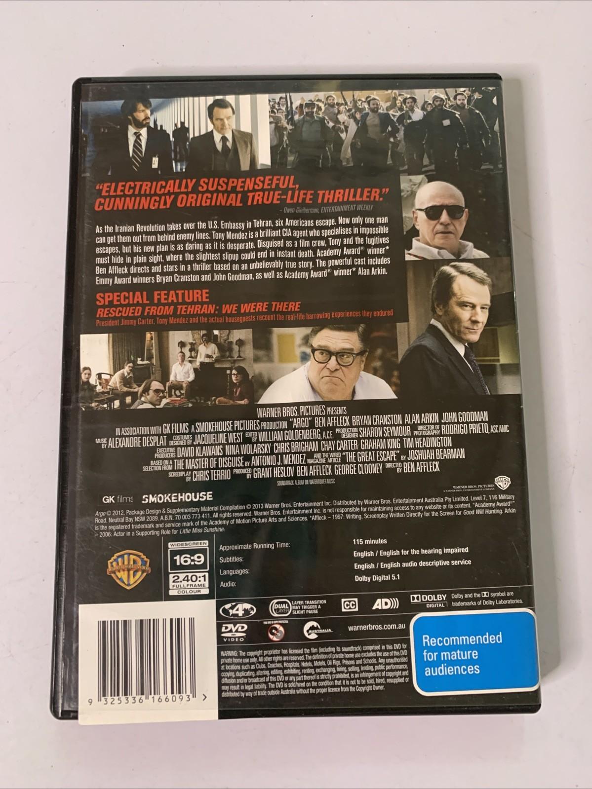 Argo (DVD, 2012) Ben Affleck, Bryan Cranston Region 4