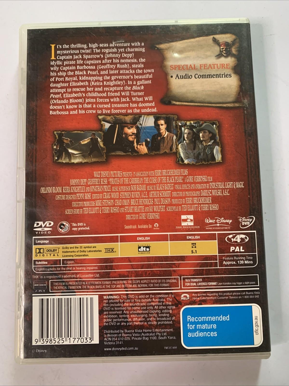 Pirates of the Caribbean: The Curse of the Blackpearl (DVD, 2003) Region 4
