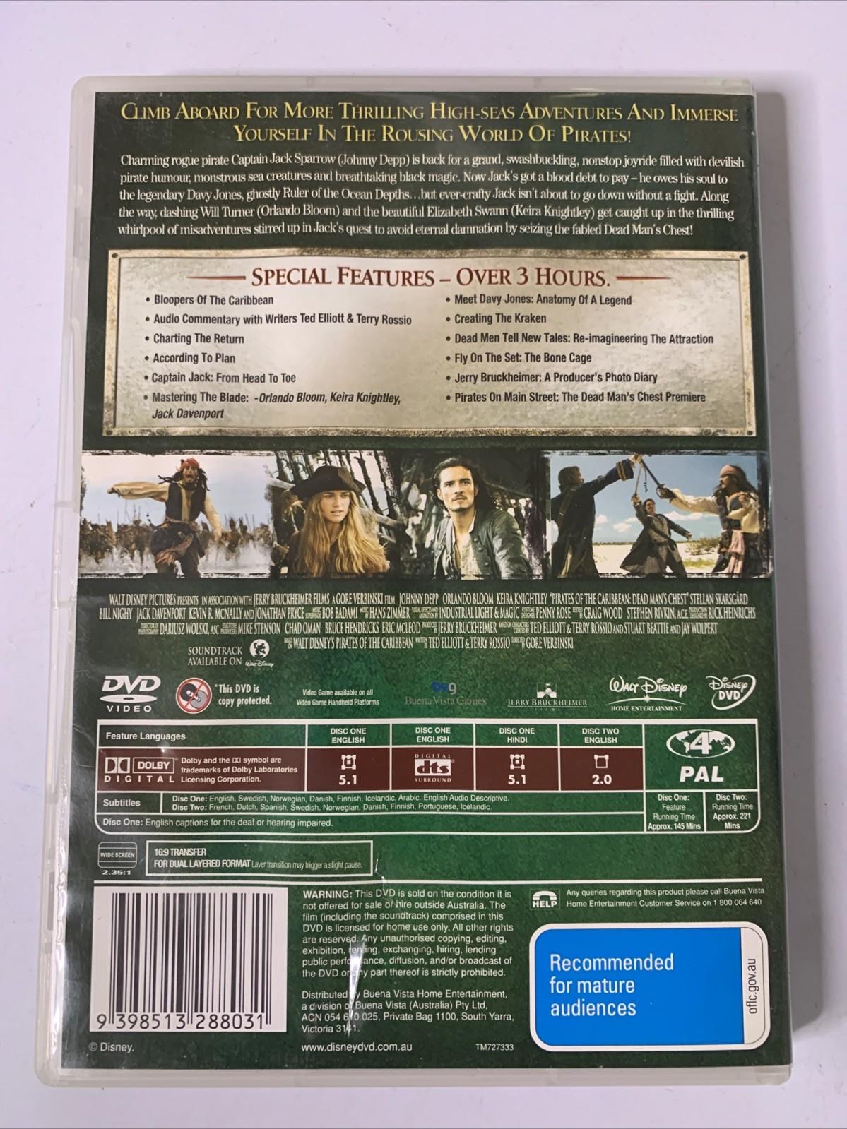 Pirates of the Caribbean: Dead Man's Chest (DVD, 2006, 2-Discs) Region 4