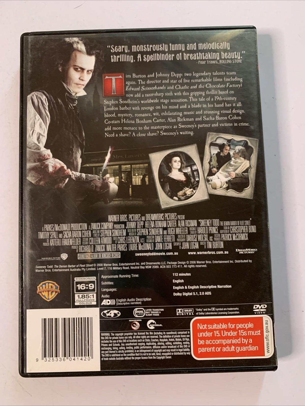 Sweeney Todd: The Demon Barber of Fleet Street (DVD, 2007) Johnny Depp Region 4