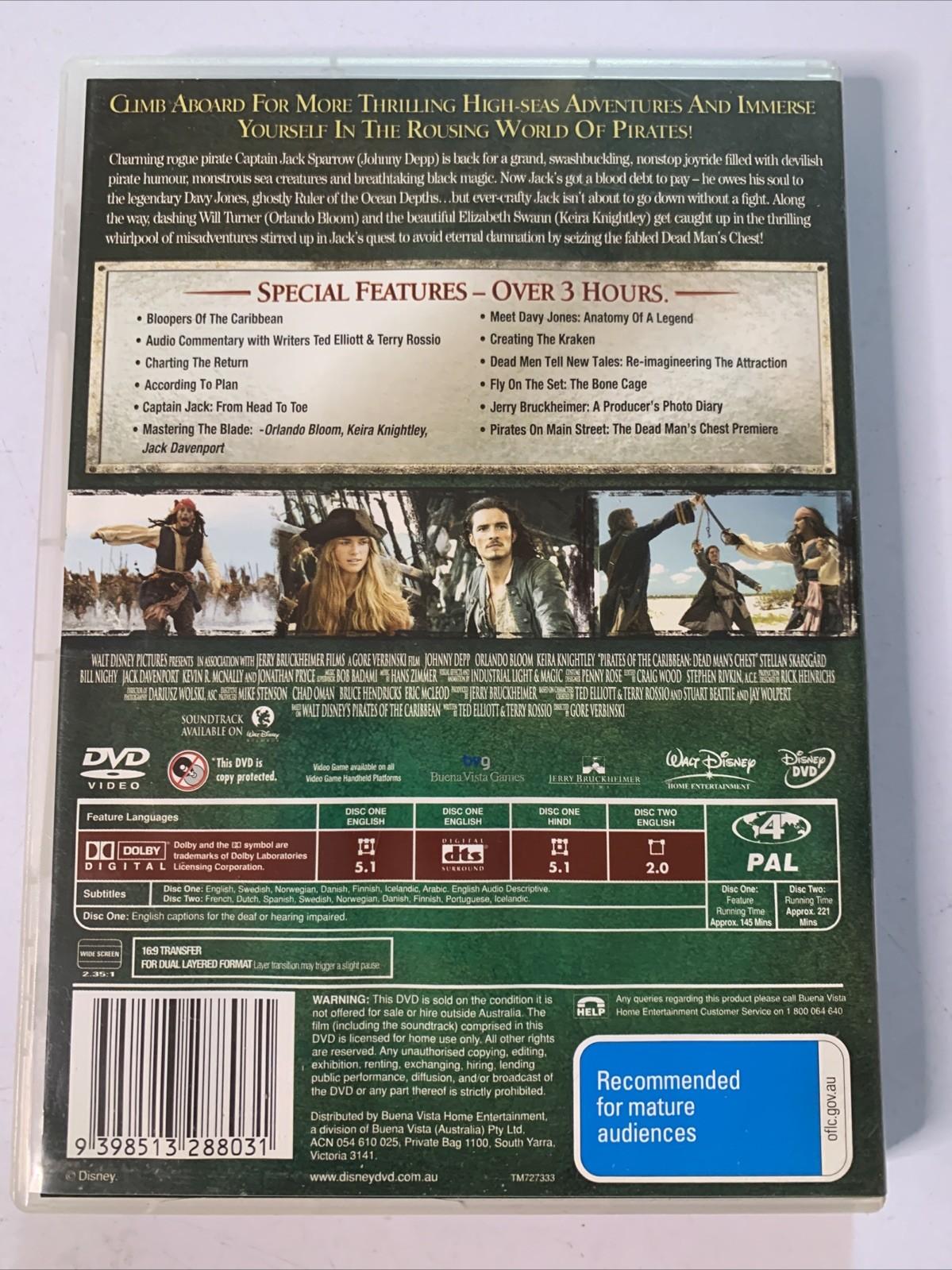 Pirates of the Caribbean : Dead Man's Chest (DVD, 2006, 2-Disc) Region 4