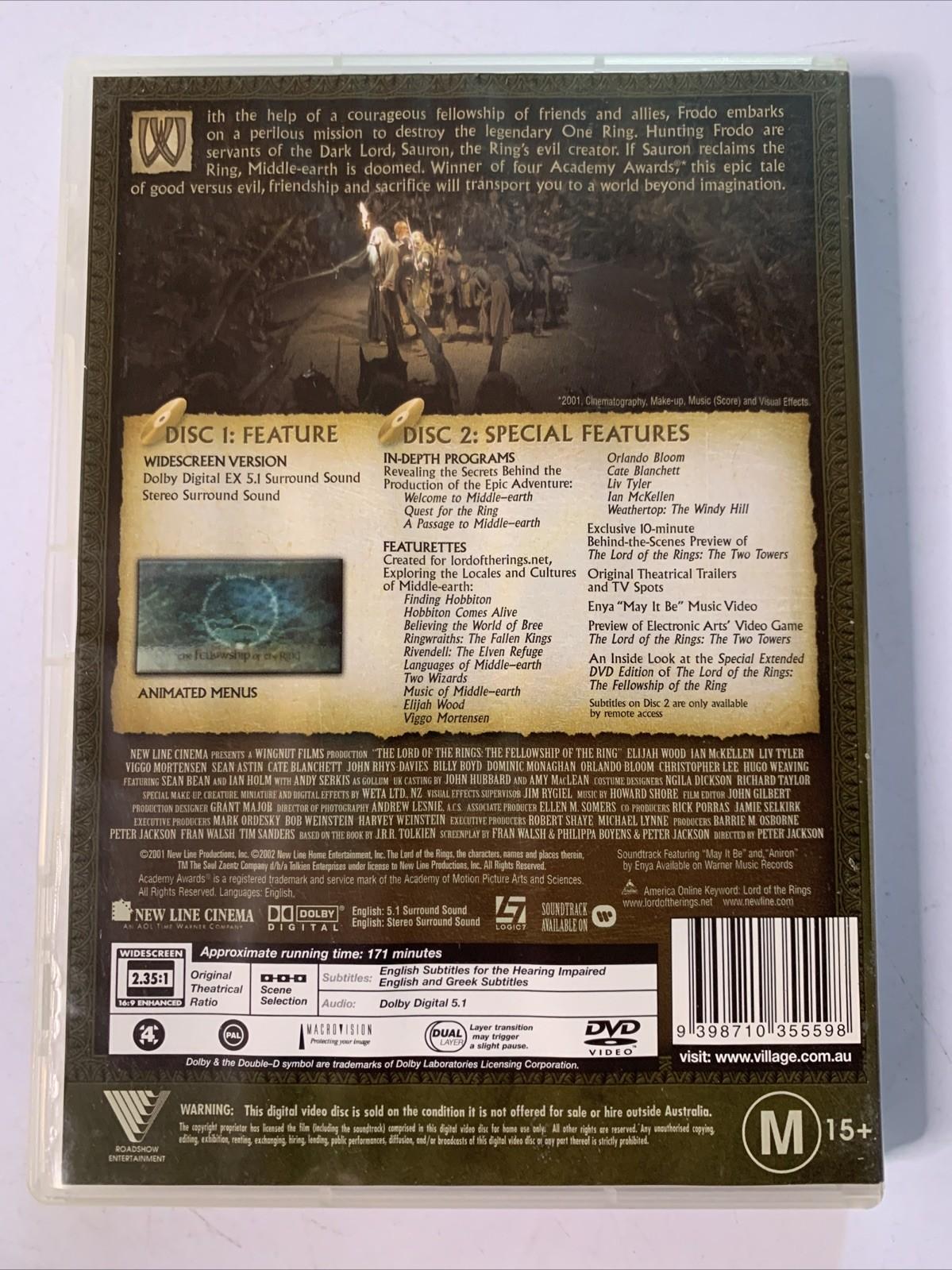 The Lord of the Rings : The Fellowship of the Ring (DVD, 2001, 2-Disc) Region 4