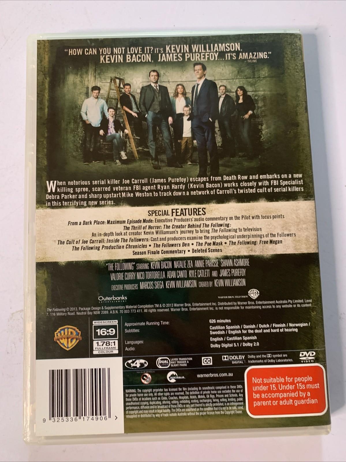 The Following : Season 1 Uncut Version (DVD, 2013, 4-Discs)  Region 4