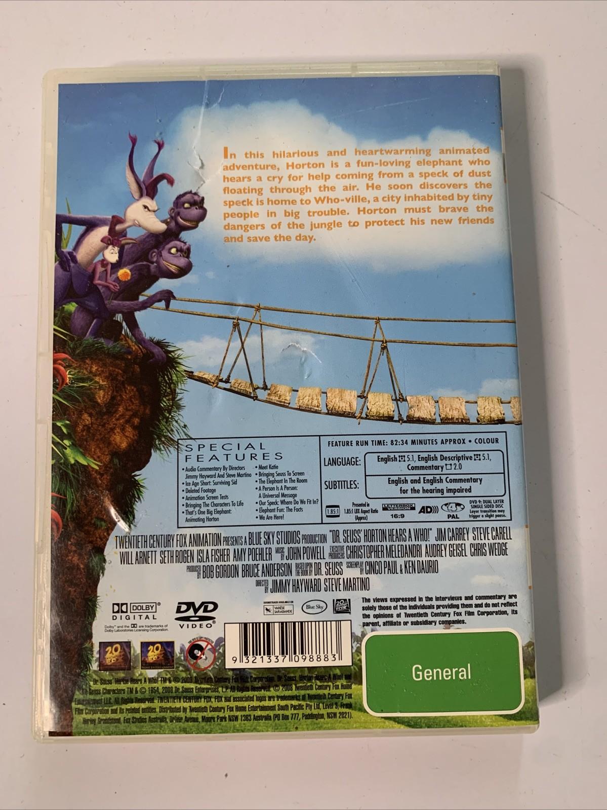 Horton Hears A Who! (DVD, 2008) Jim Carrey, Steve Carell Animation Region 4
