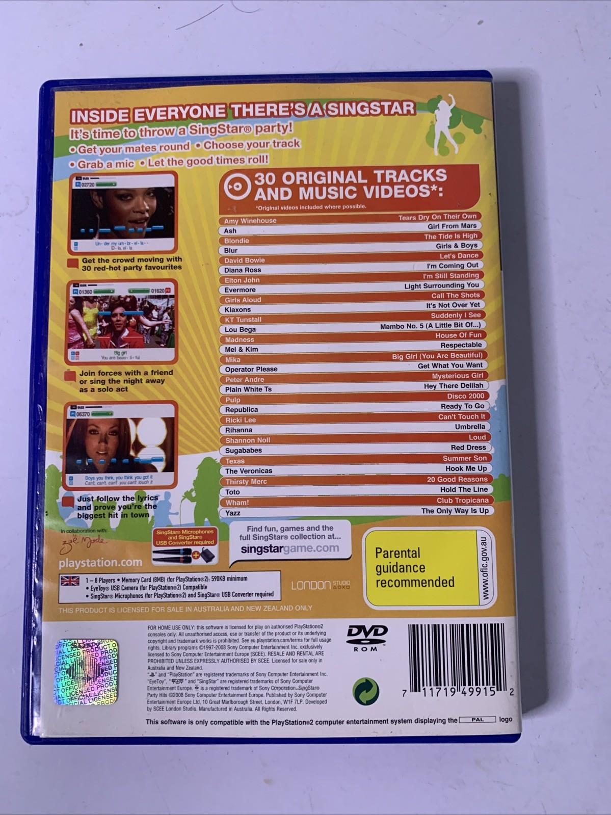 Singstar SingStar Party Hits PS2 Sony Playstation 2 PAL Karaoke Game Complete ...