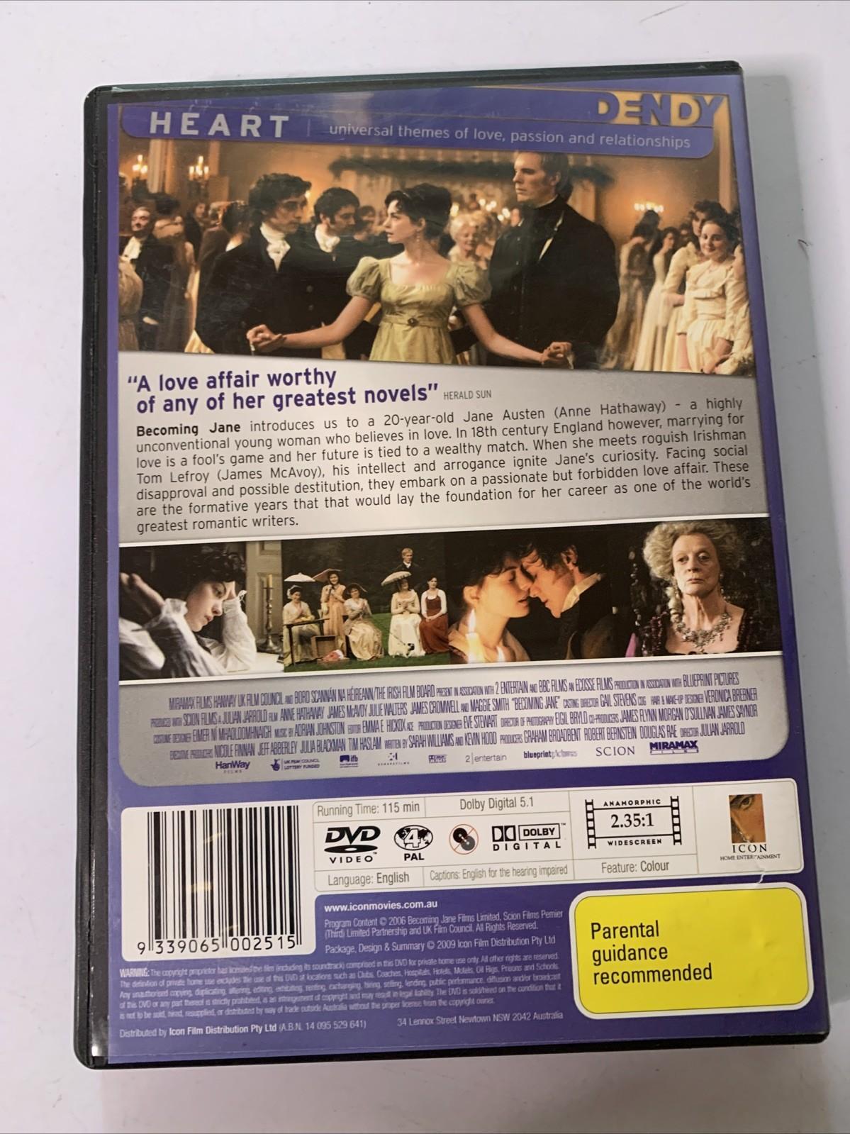 Becoming Jane (DVD, 2007) Anne Hathaway, James McAvoy Region 4