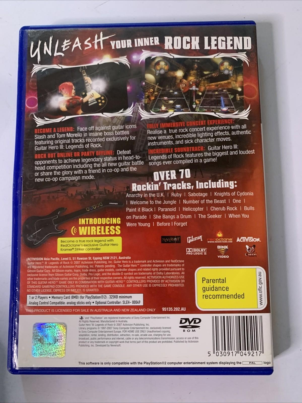 Guitar Hero 3 Legends of Rock PS2 Sony PlayStation 2 PAL Game