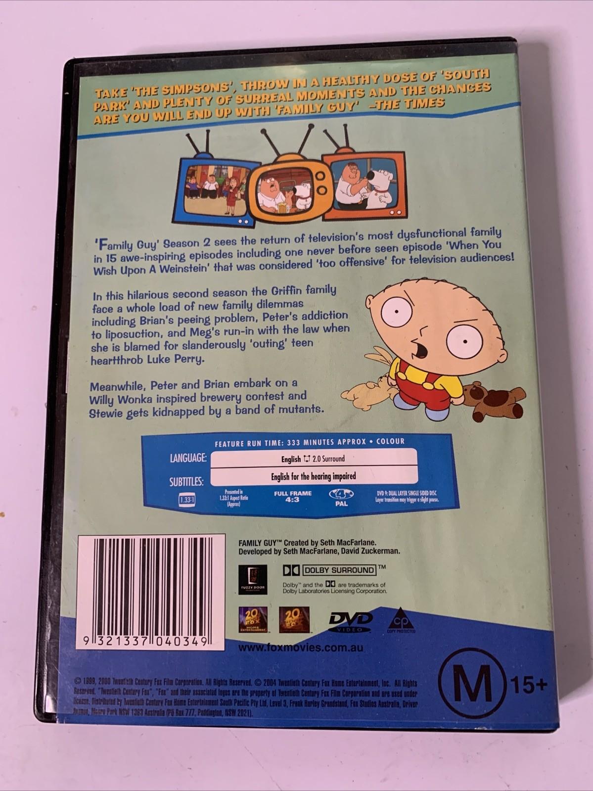 Family Guy : Season 2 (DVD, 2000, 2-Discs) Animation Region 4