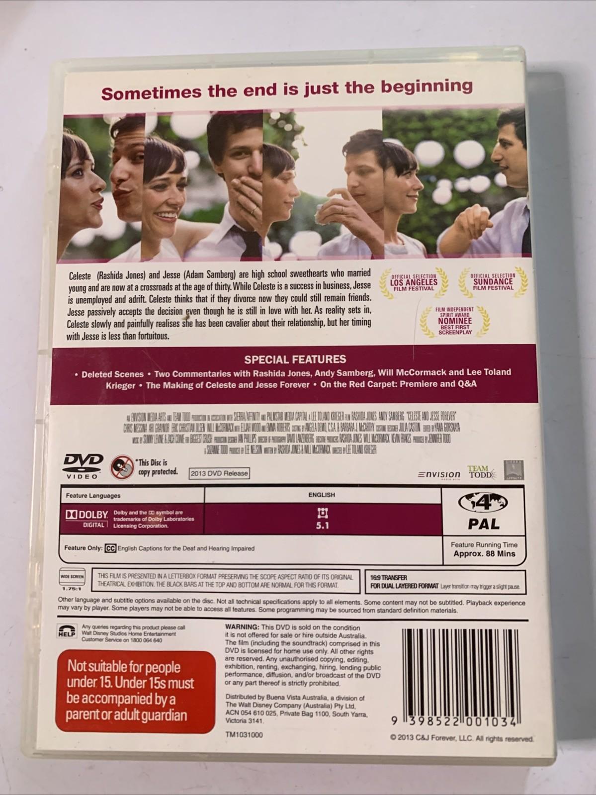 Celeste And Jesse Forever (DVD, 2012) Rashida Jones, Adam Samberg Region 4