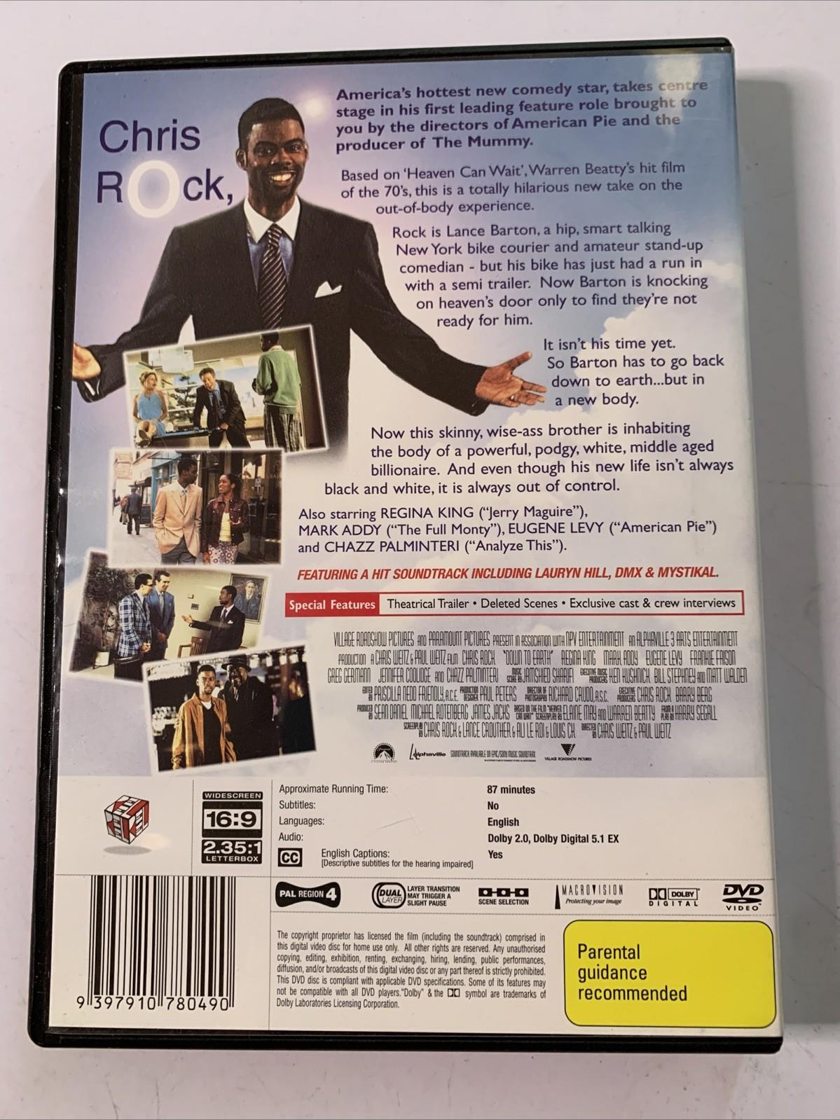 Down To Earth (DVD, 2001) Chris Rock Region 4