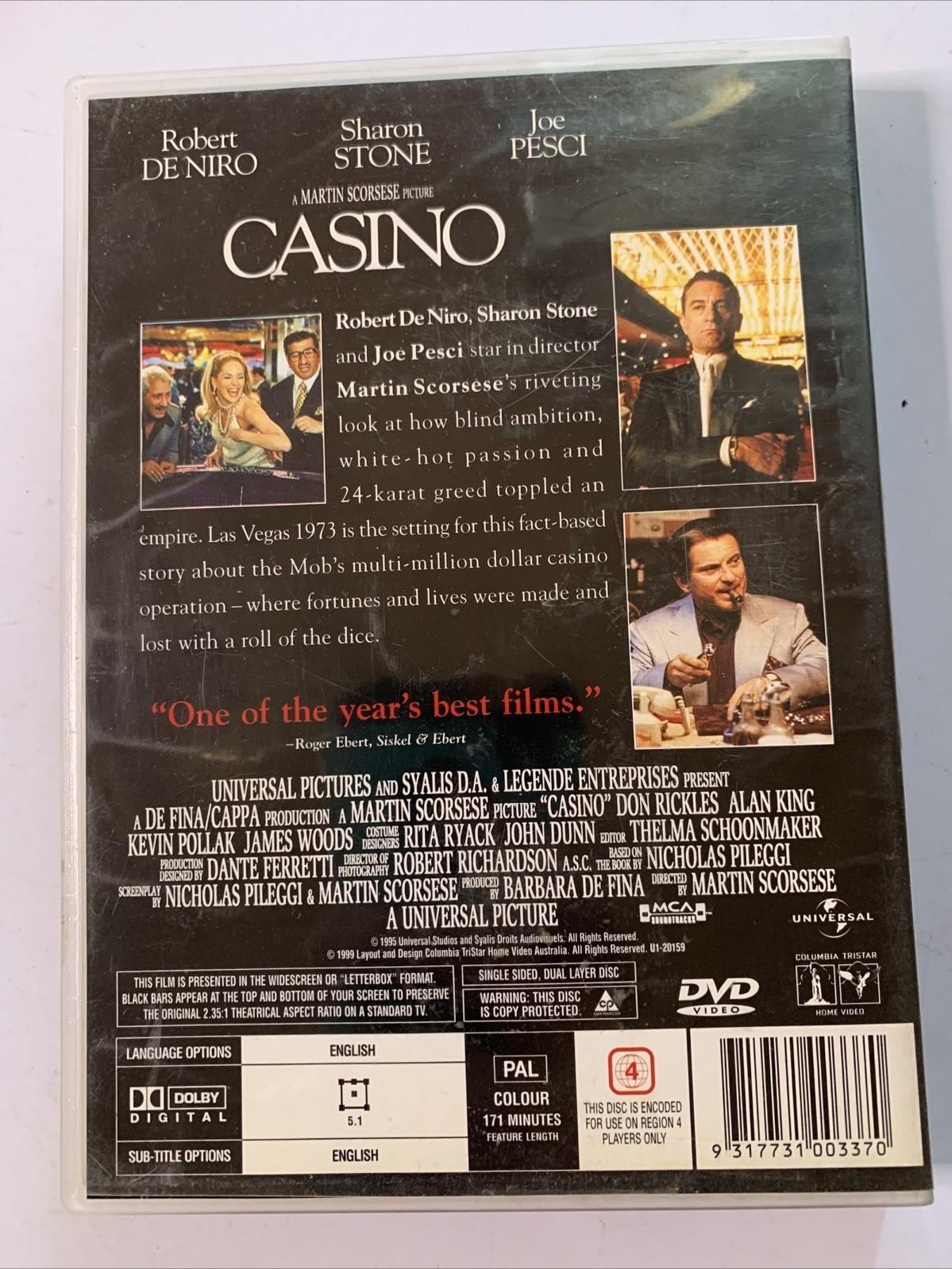 Casino (DVD, 1995) Robert De Niro, Sharon Stone, Joe Pesci Region 4