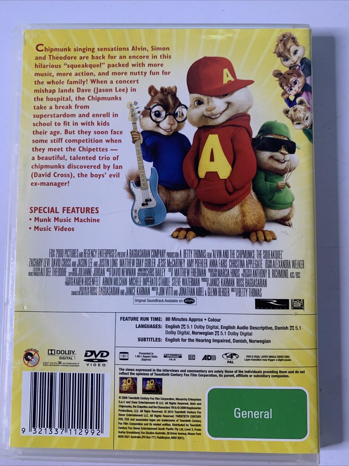 Alvin and the Chipmunks: The Squeakquel (DVD, 2009) Animated Movie Region 4
