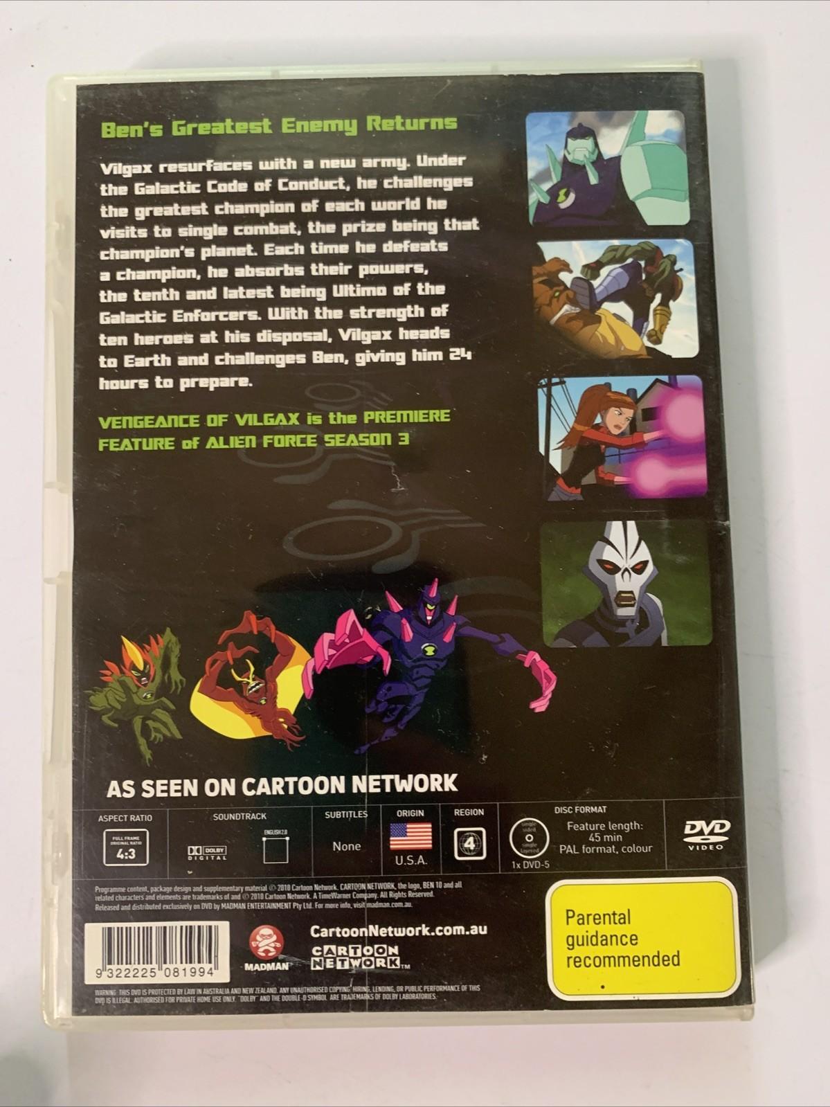 Ben 10 Alien Force: The Vengeance Of Vilgax (DVD, 2009) Animation Region 4
