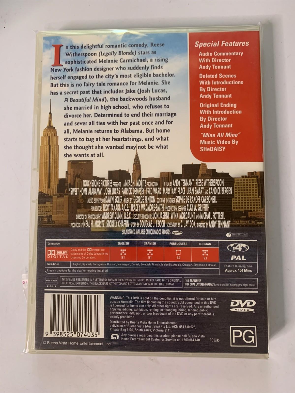 Sweet Home Alabama (DVD, 2002) Reese Witherspoon Region 4 NEW