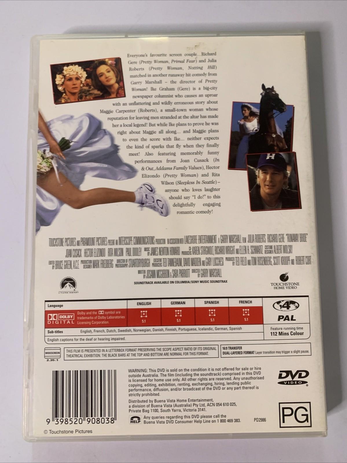 Runaway Bride (DVD, 1999) Richard Gere, Julia Roberts Region 4