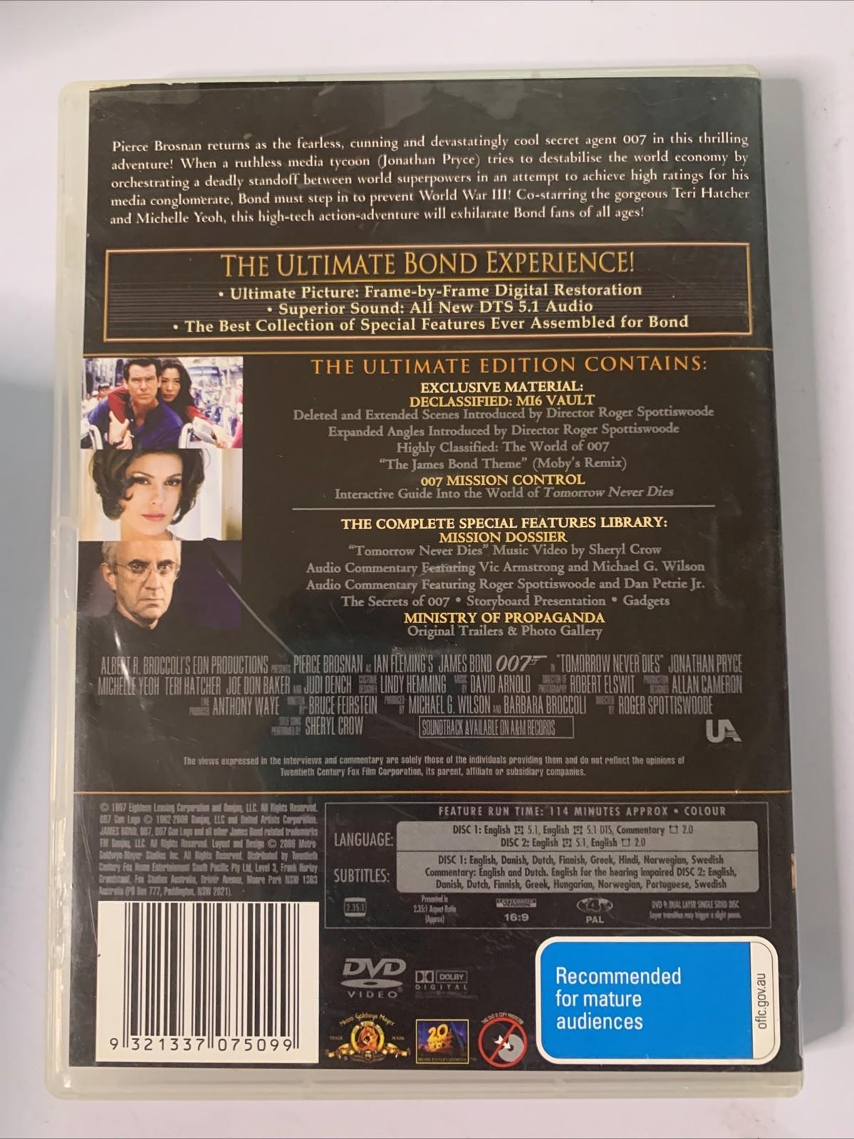 Tomorrow Never Dies (Ultimate Edition, DVD, 1997, 2-Disc) Pierce Brosnan Region4
