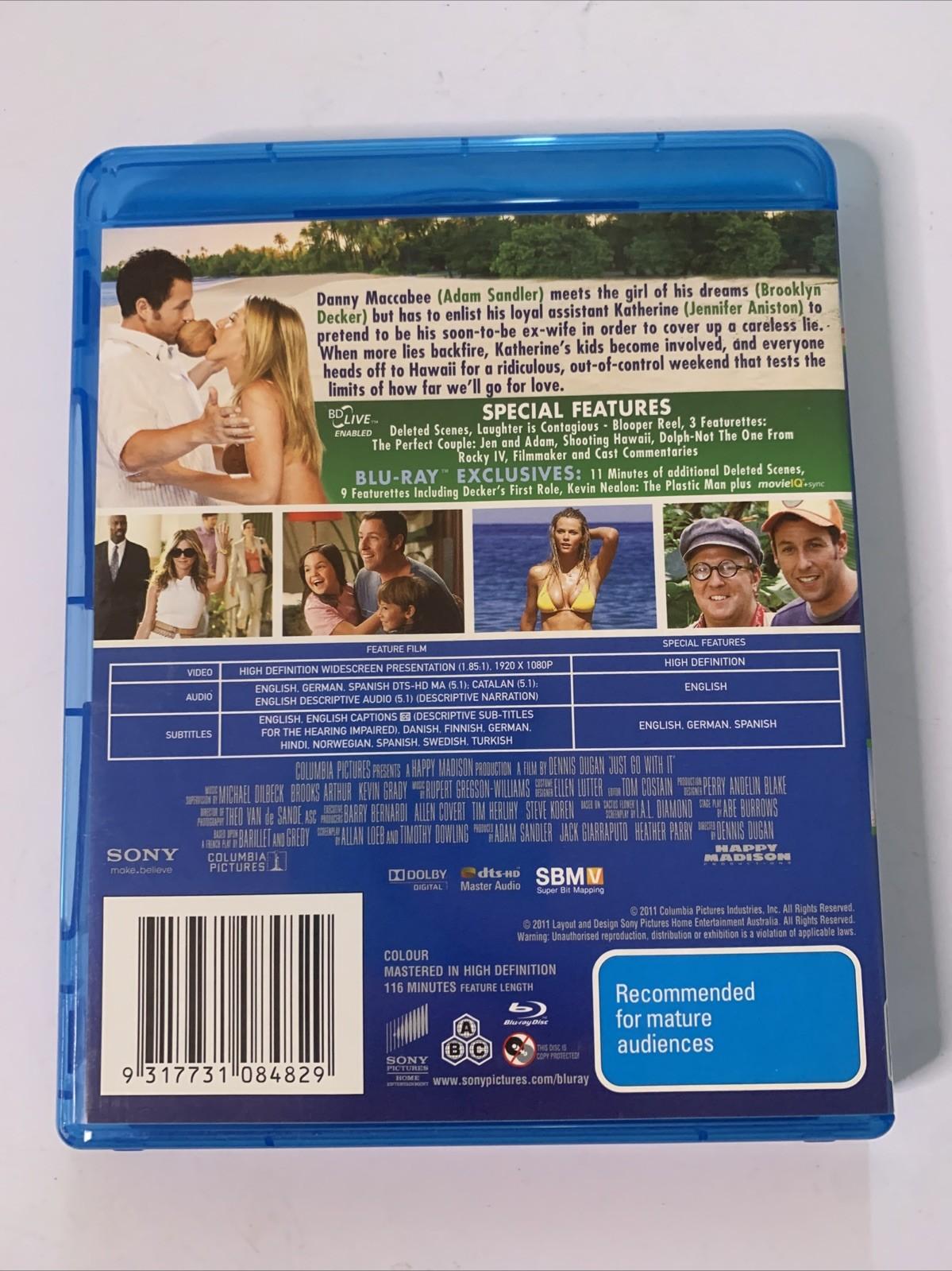 Just Go With It (Blu-ray, 2011) Adam Sandler, Jennifer Aniston All Regions