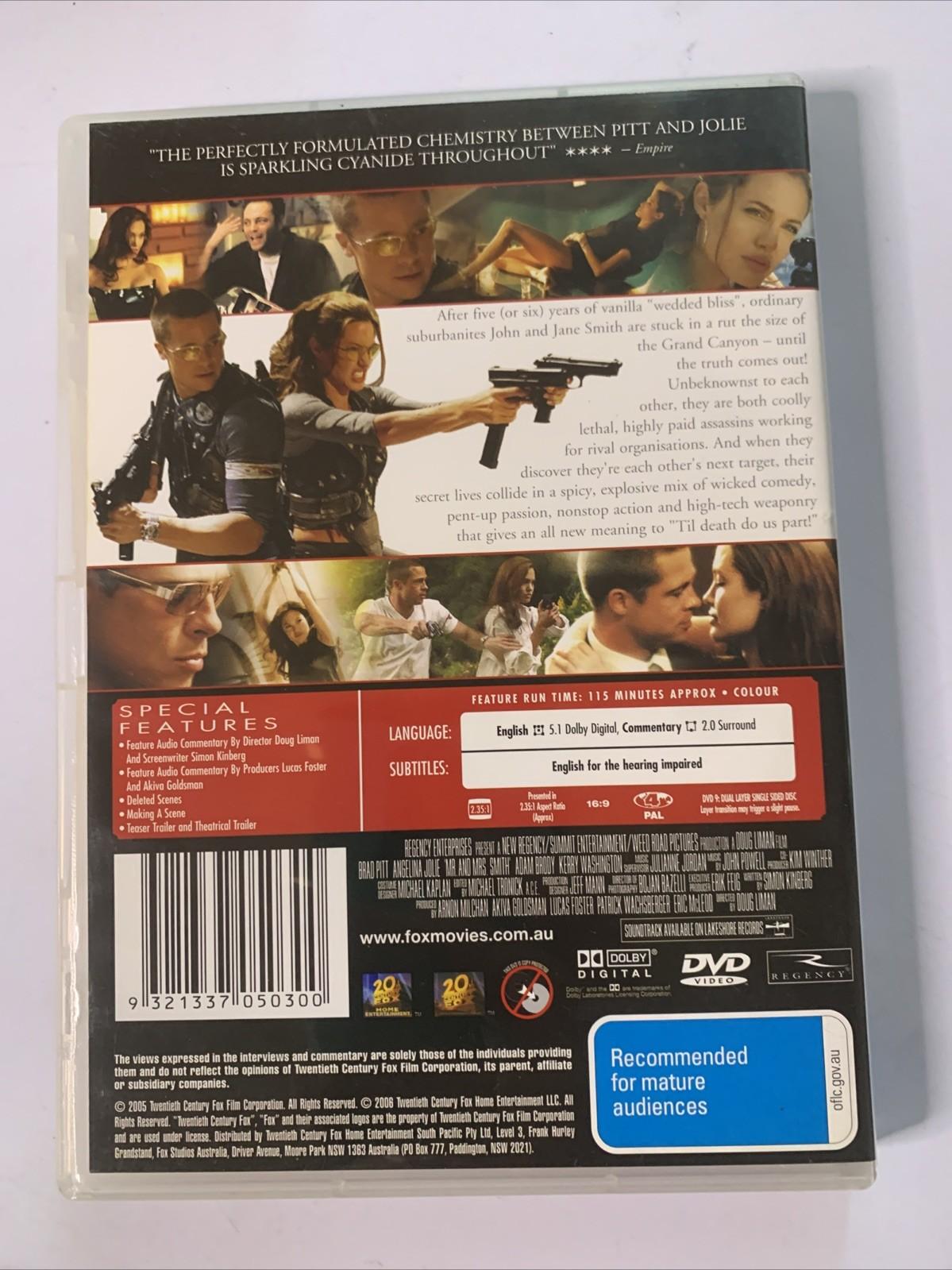 Mr & Mrs Smith (DVD, 2005) Brad Pitt, Angeline Jolie Region 4