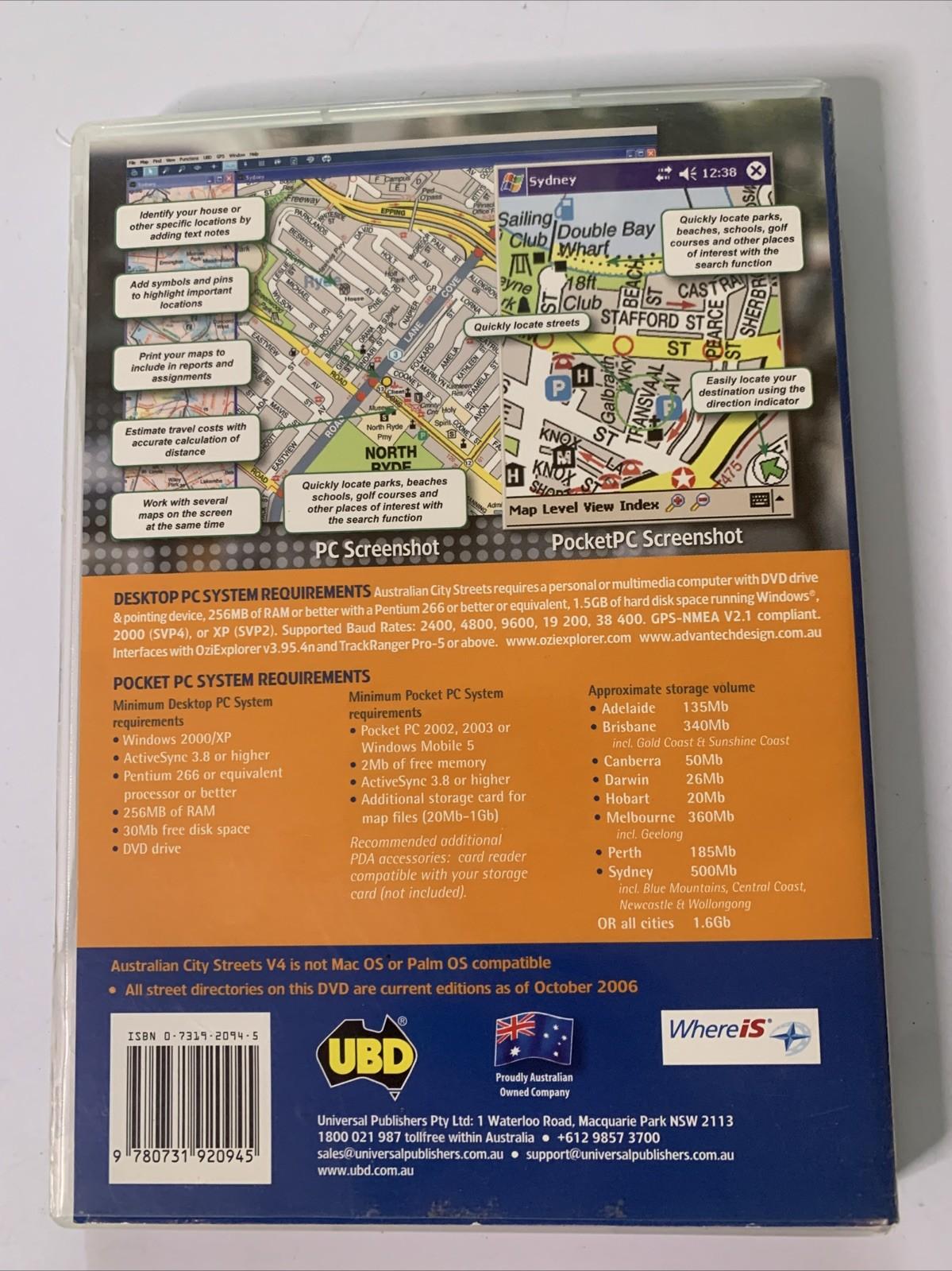 UBD Australian City Streets: Street Directory City Maps 2006 PC DVD Windows