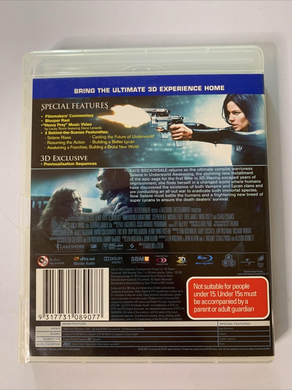 Underworld: Awakening 3D (Blu-ray, 2012) Kate Beckinsale  All Regions