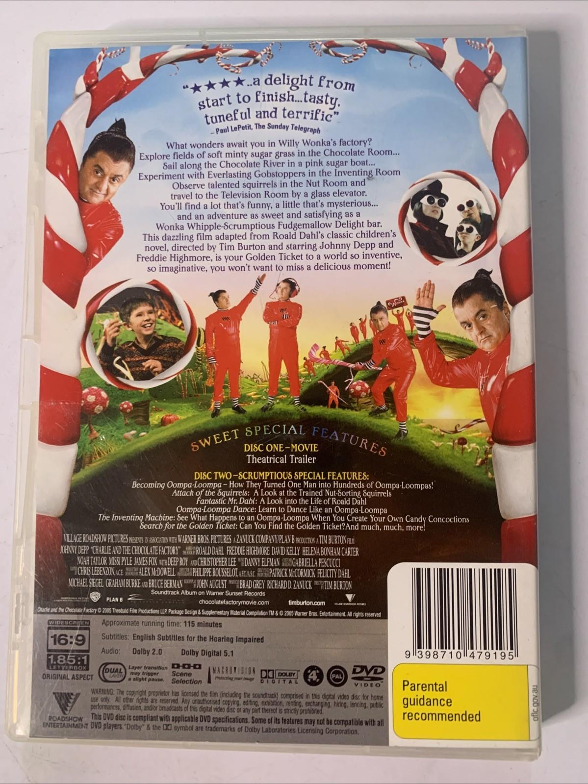 Charlie And The Chocolate Factory (DVD, 2005, 2-Discs) Johnny Depp Region 4