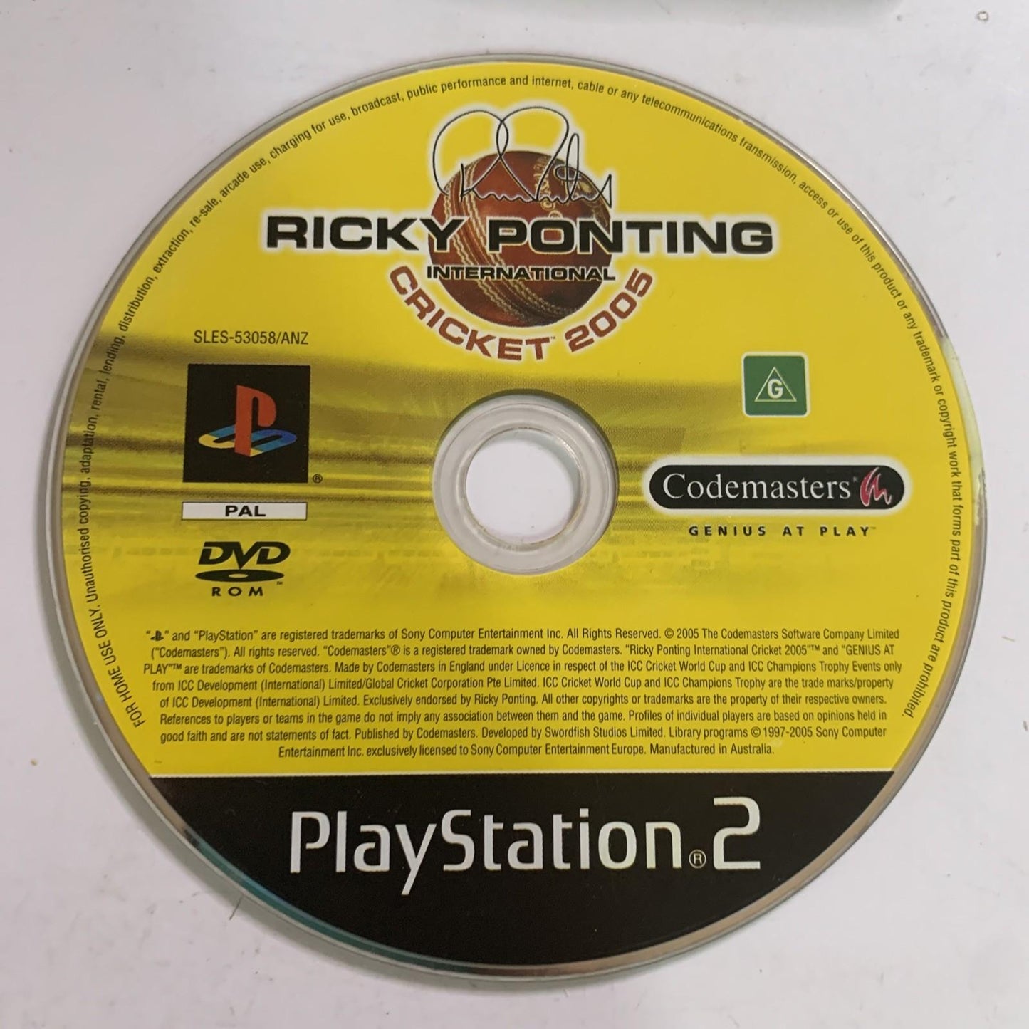 Ricky Ponting International Cricket 2005 PS2 PlayStation 2 PAL Game Complete