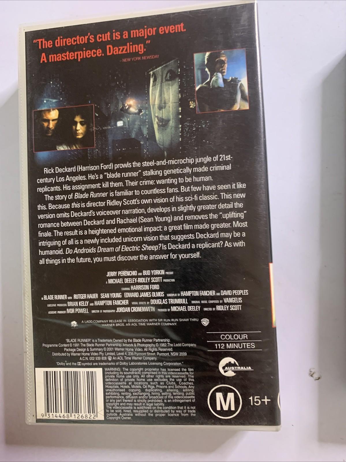 Blade Runner (VHS, 1982, Directors Cut) PAL Harrison Ford, Sean Young