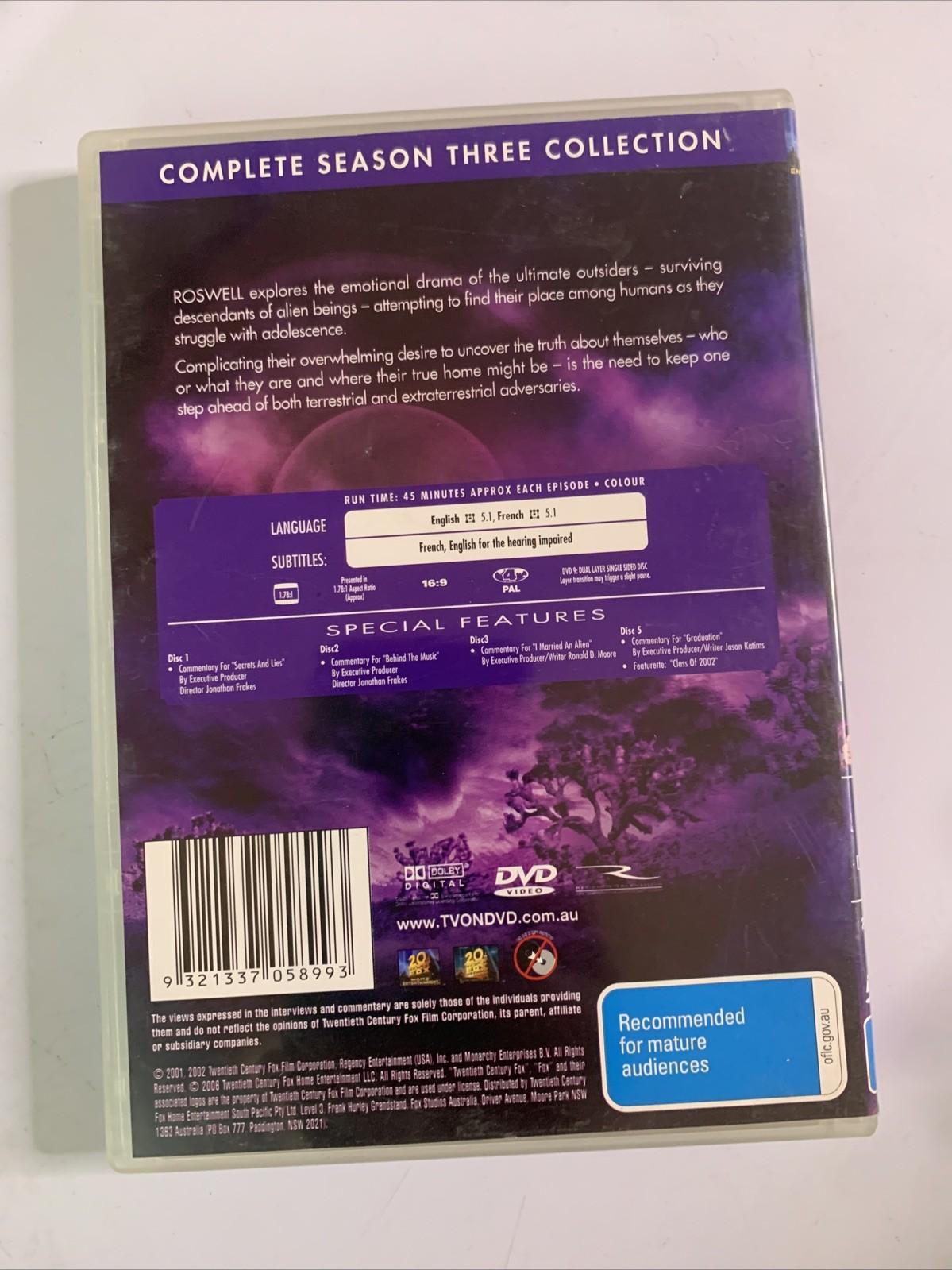 Roswell : Season 3 (DVD, 2001, 5-DIscs) Region 4