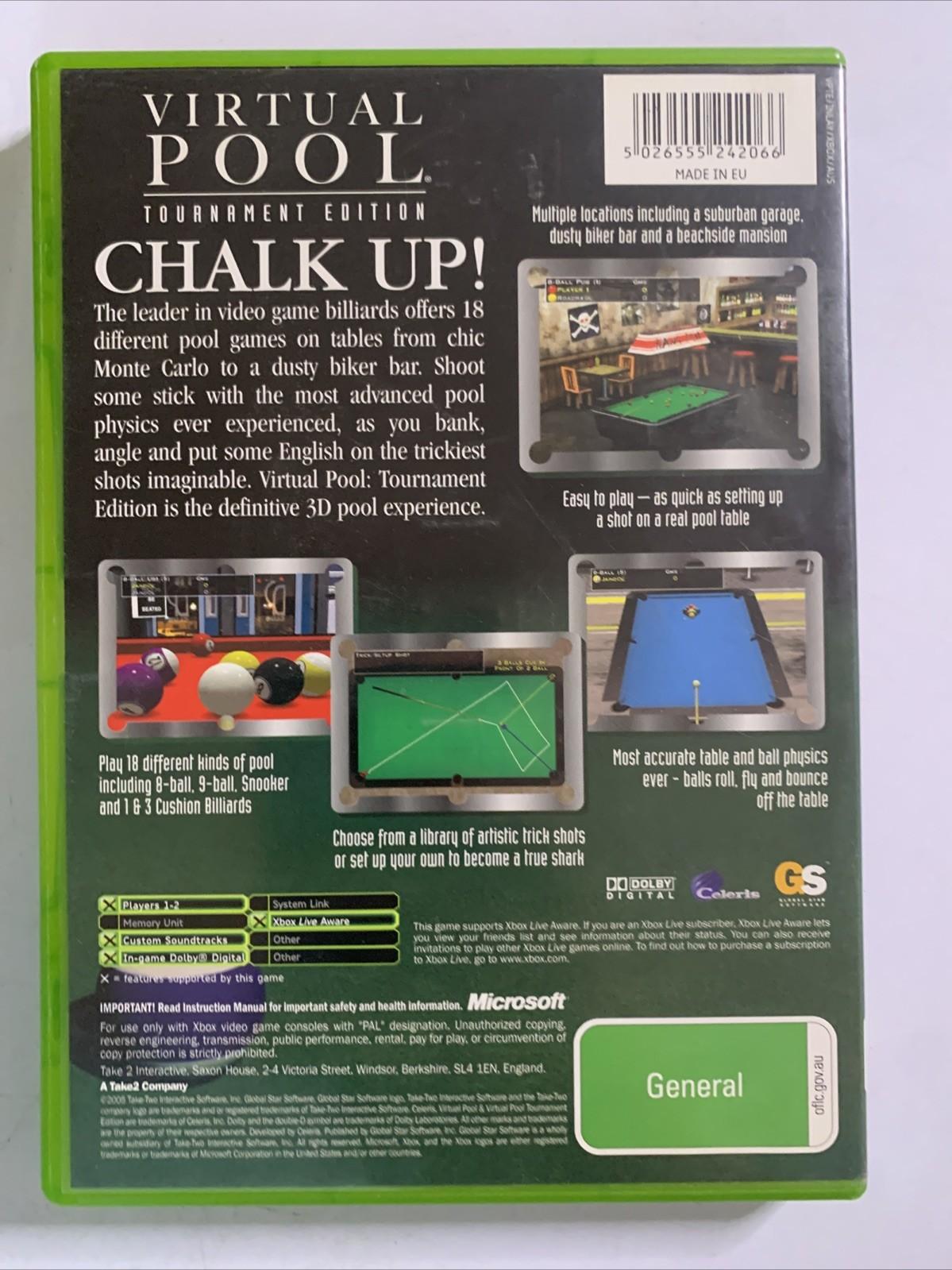 Virtual Pool Tournament Edition Microsoft XBOX Original PAL Game Complete