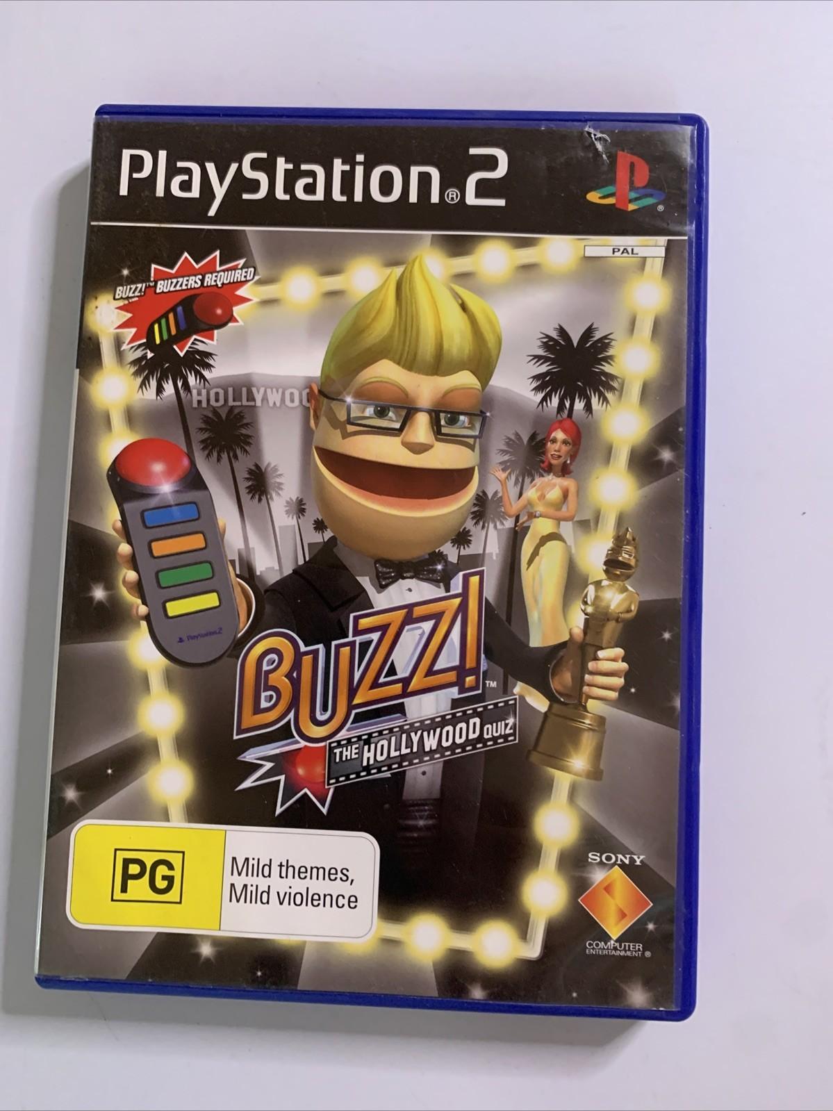 Buzz The Hollywood Quiz PS2 PlayStation 2 PAL Game Complete + Buzz Controllers