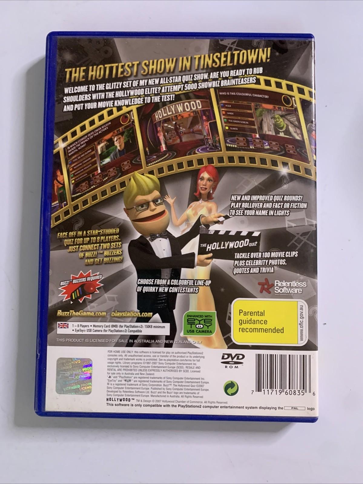 Buzz The Hollywood Quiz PS2 PlayStation 2 PAL Game Complete + Buzz Controllers