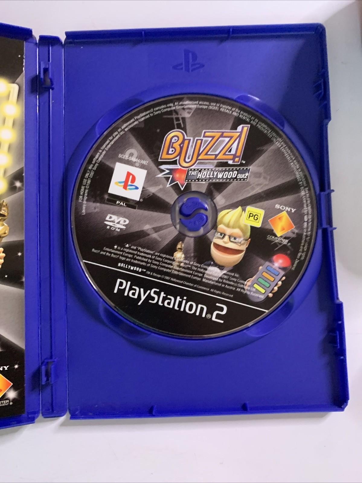 Buzz The Hollywood Quiz PS2 PlayStation 2 PAL Game Complete + Buzz Controllers