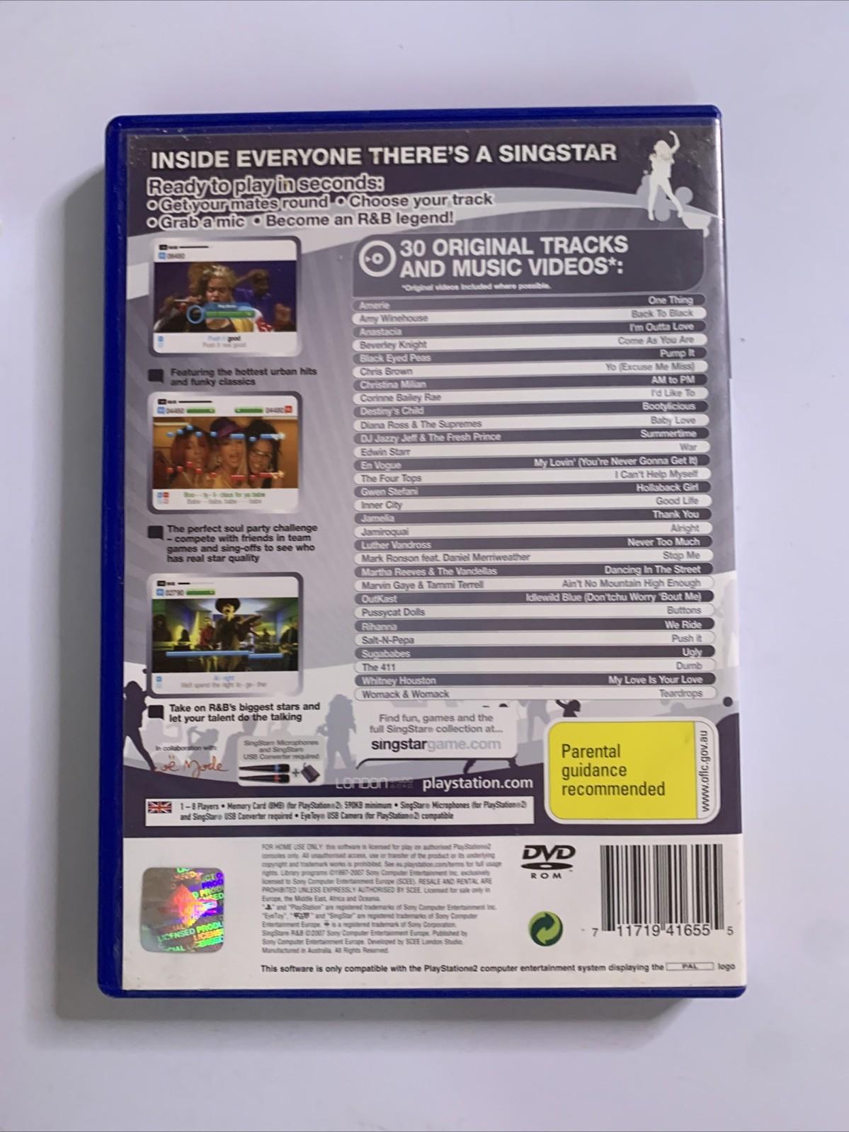 Singstar R&B PS2 Playstation 2 PAL Karaoke Music 2007 Game Complete