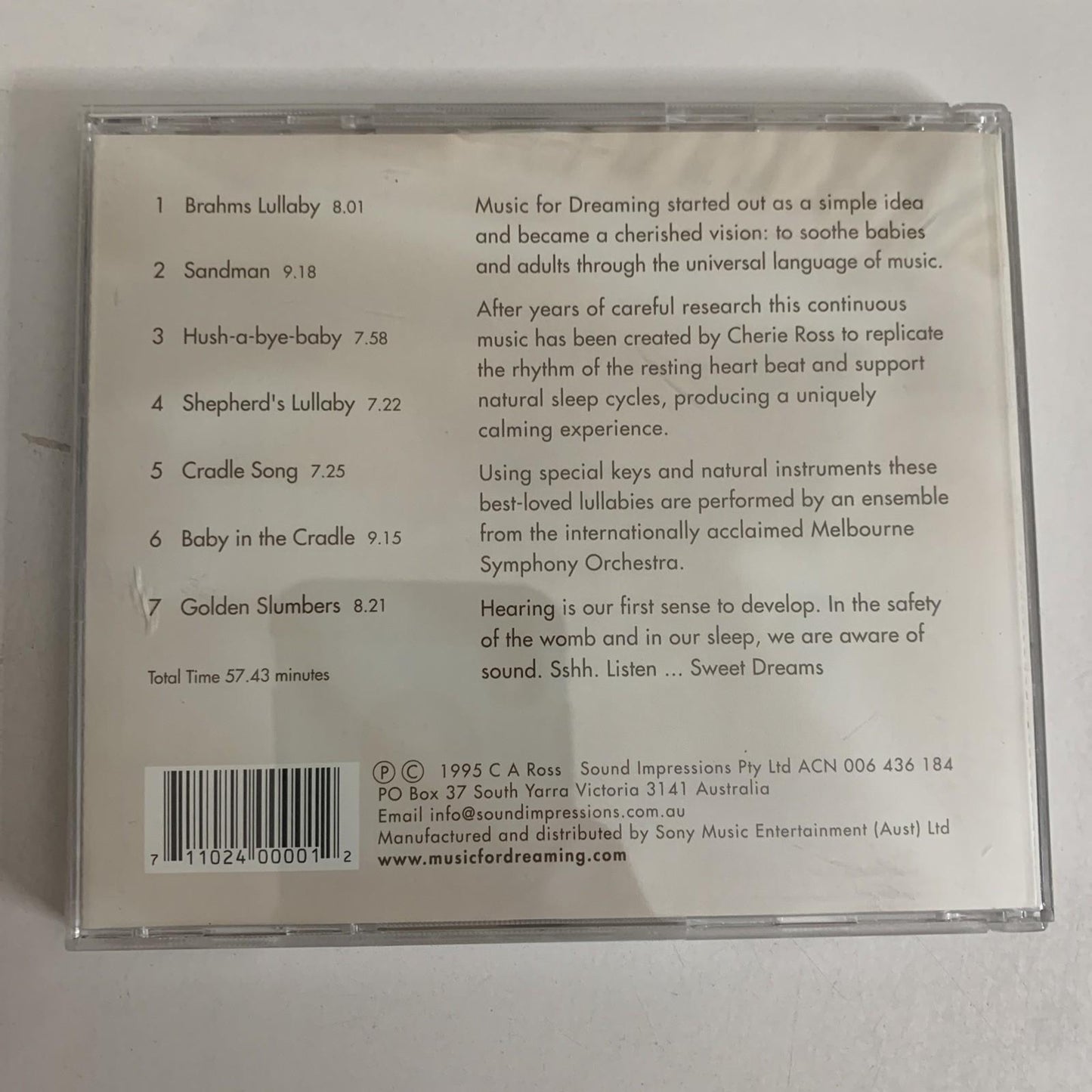 Music For Dreaming by Various Artists (CD, 1995) Album