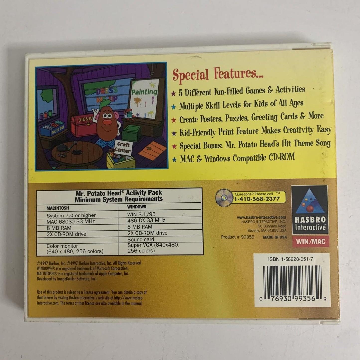 Mr Potato Head Activity Pack PC CD-ROM Windows Mac 1997 Hasbro