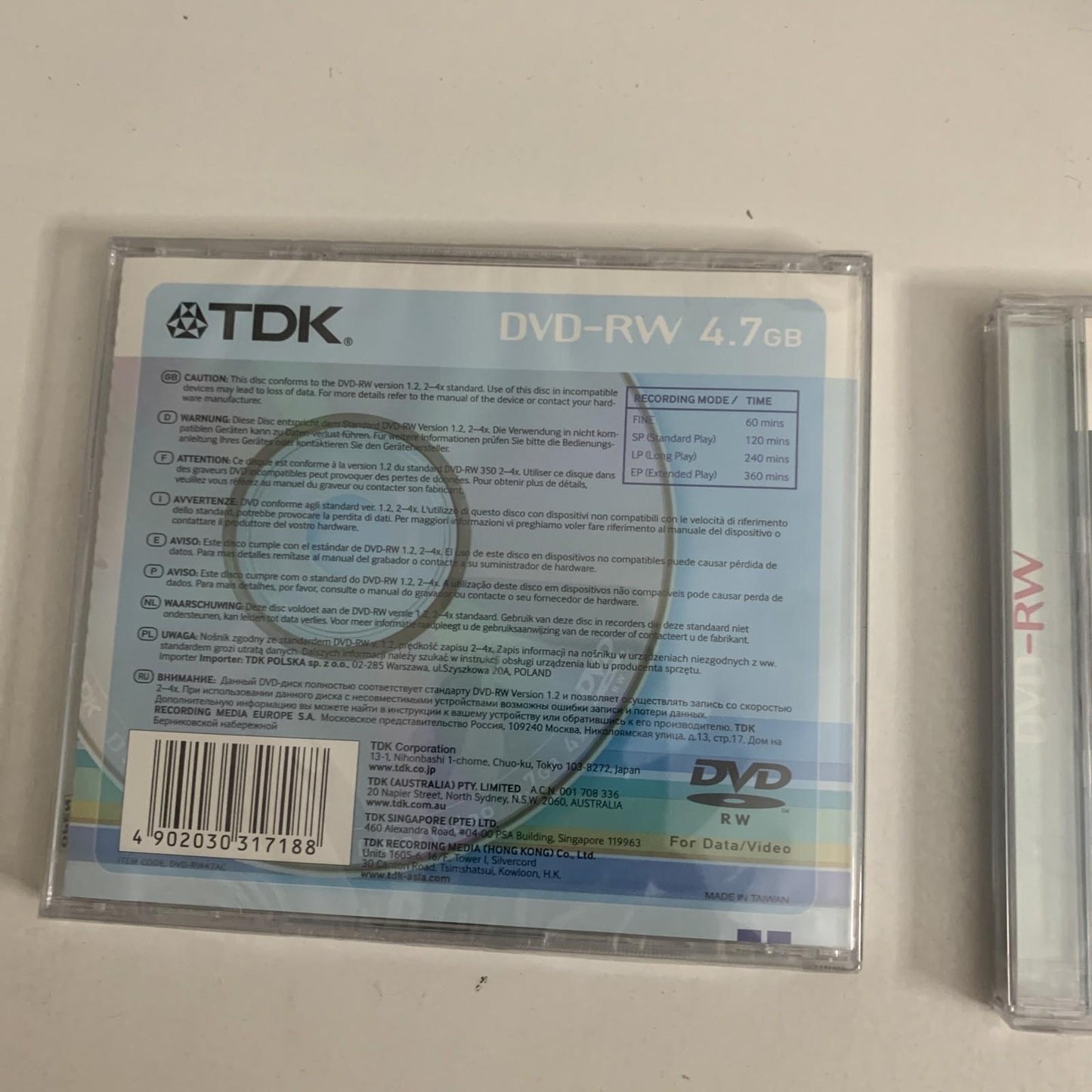 2x TDK DVD-RW 4.7GB Blank Media NEW Sealed