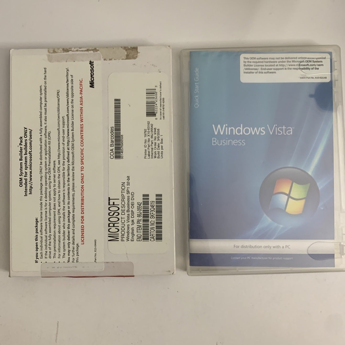 Microsoft Windows Vista Business SP1 32-bit OEM Operating System OS