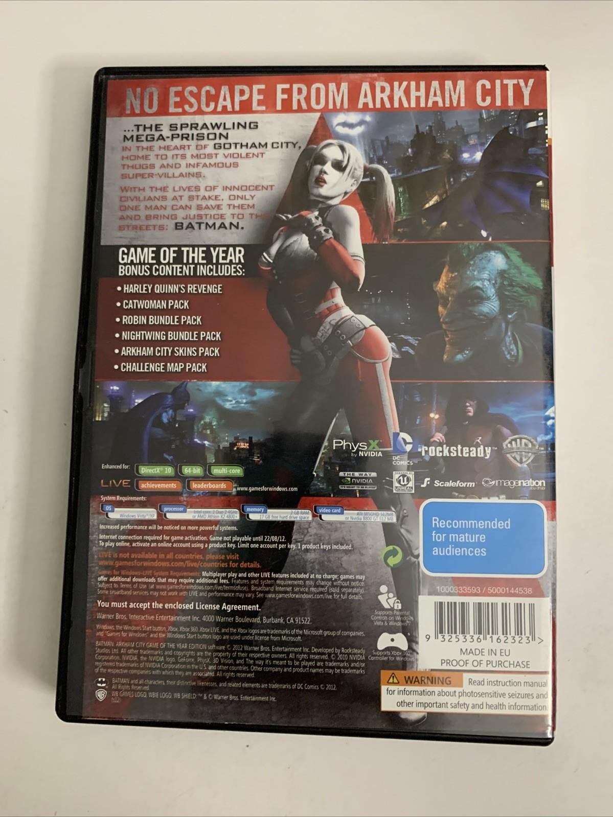 Batman Arkham City: Game Of The Year Edition PC DVD Windows Game