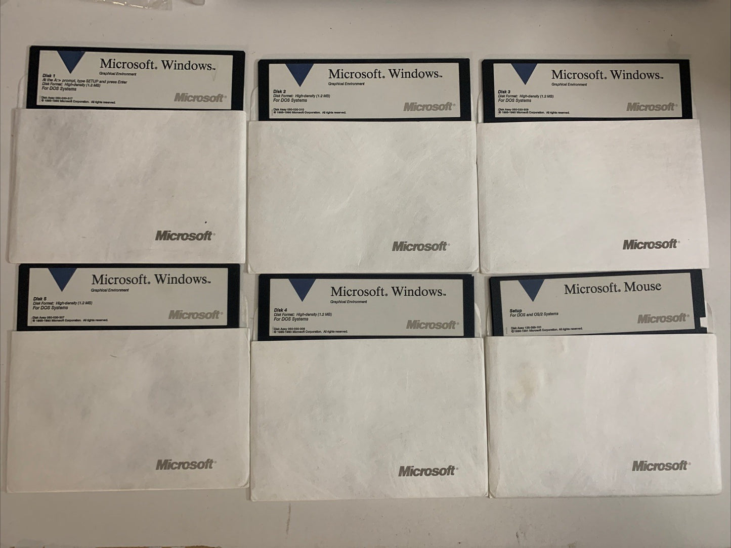 Microsoft Windows 1990 Operating System OS + Microsoft Mouse driver 5.25" Floppy