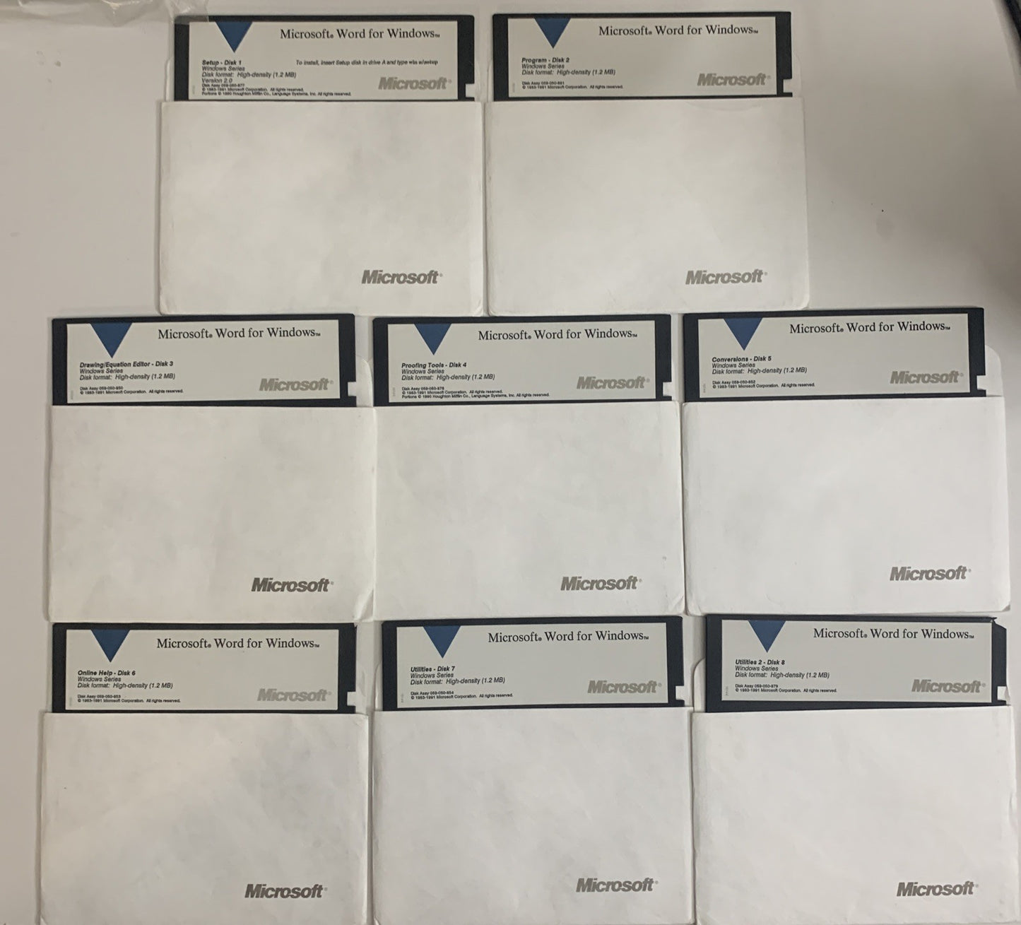 Microsoft Word For Windows Version 2.0 1991 5.25" Floppy Discs