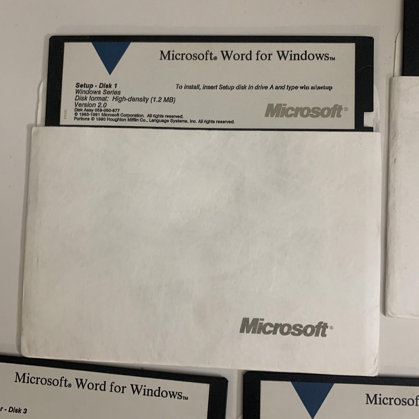 Microsoft Word For Windows Version 2.0 1991 5.25" Floppy Discs