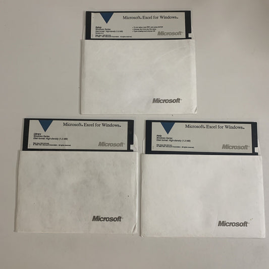 Microsoft Excel For Windows 1991 5.25" Floppy Disks