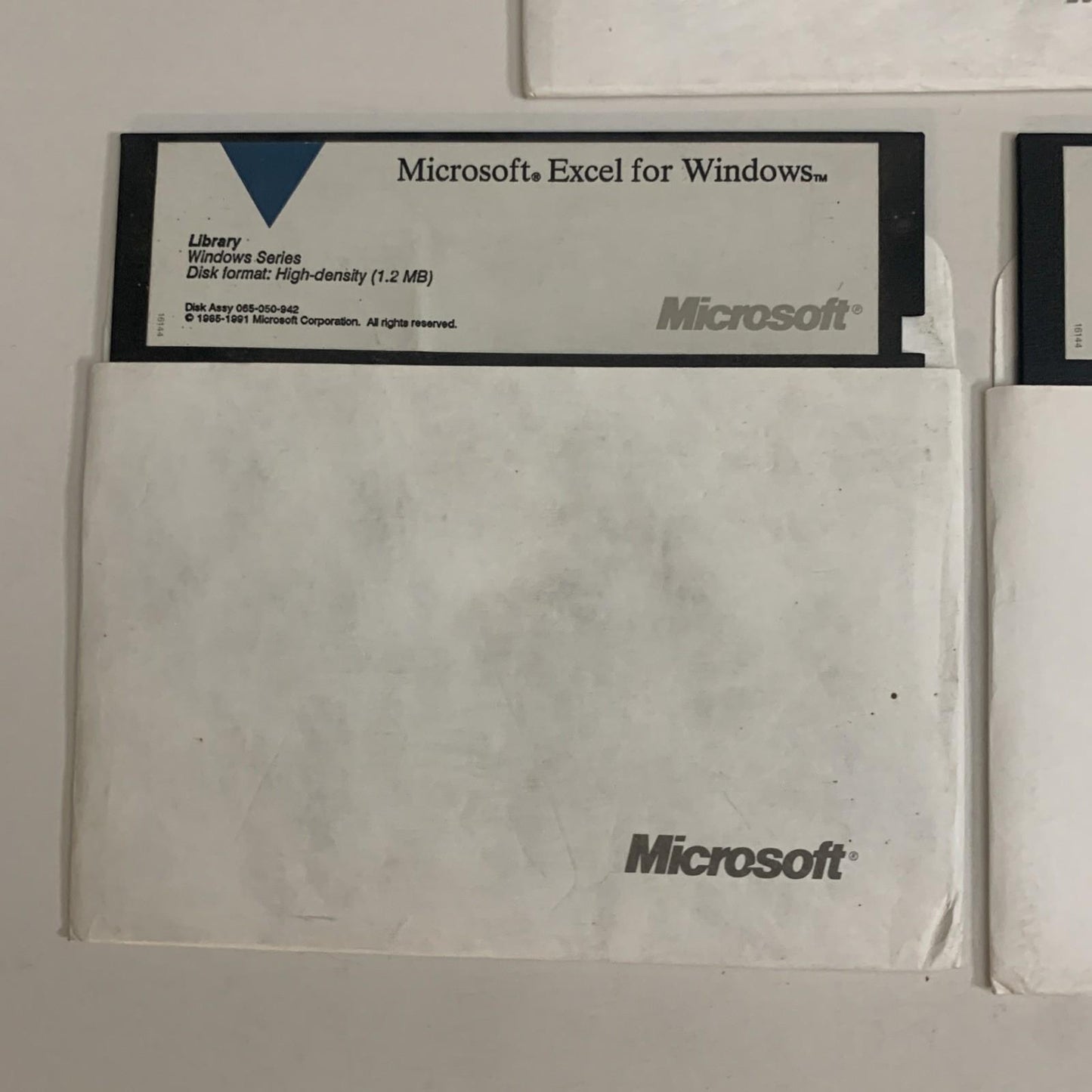 Microsoft Excel For Windows 1991 5.25" Floppy Disks
